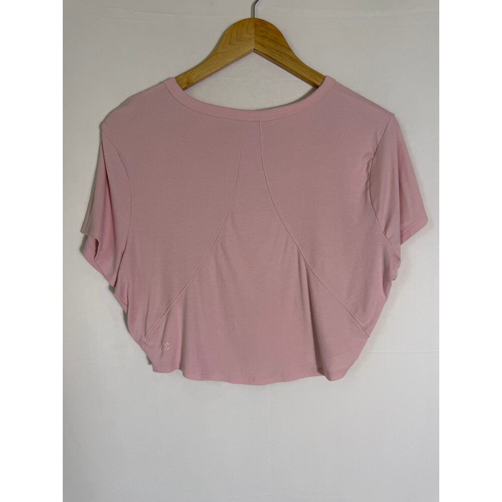 All In Motion Pink Ribbed Cropped Active Tee Women’s Short Sleeve Workout Top - Picture 4 of 5